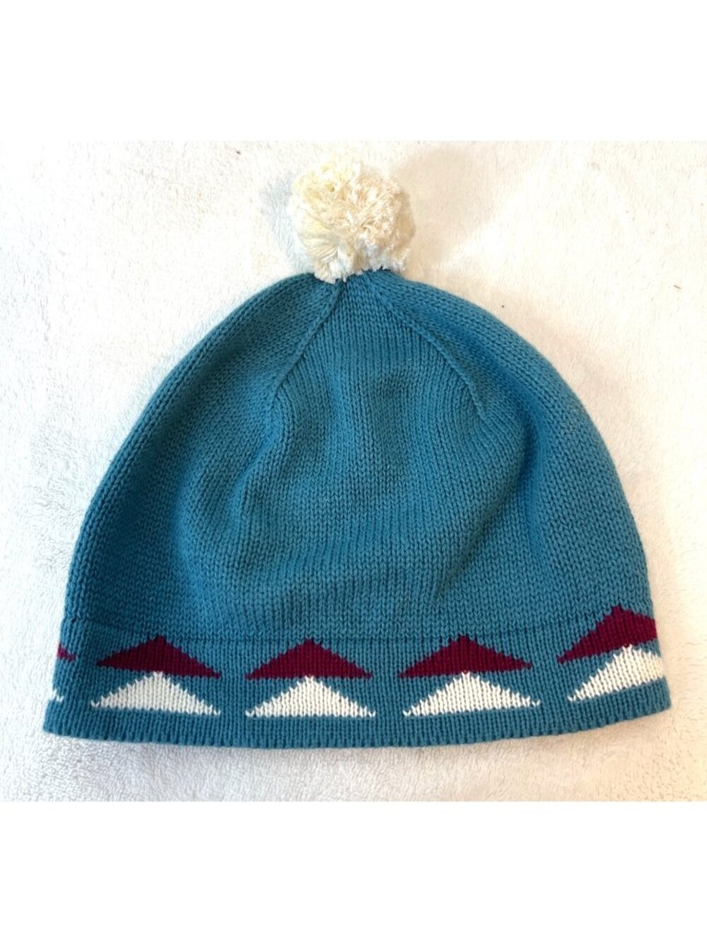 PENDLETON Baby “Knit Pom Pom Skull Beanie Cap”Size O/S Gray blue/Beige